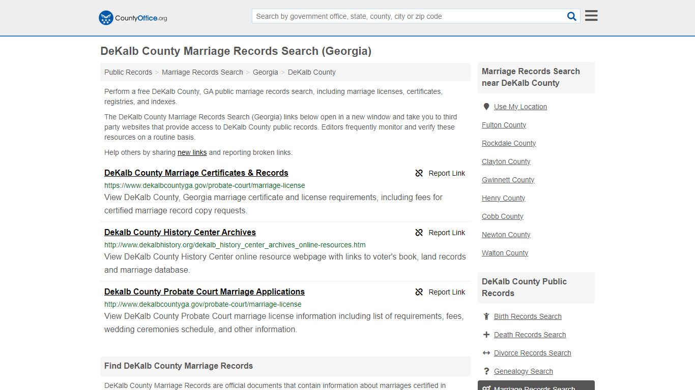 DeKalb County Marriage Records Search (Georgia) - County Office