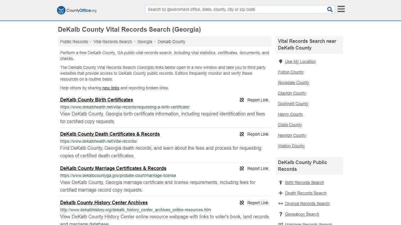 Vital Records Search - DeKalb County, GA (Birth, Death, Marriage ...